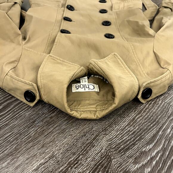 Chloé Phoebe Philo Era Vintage Tan Trench Coat Resin Buckles Belted Sz Small EUC - Picture 11 of 16